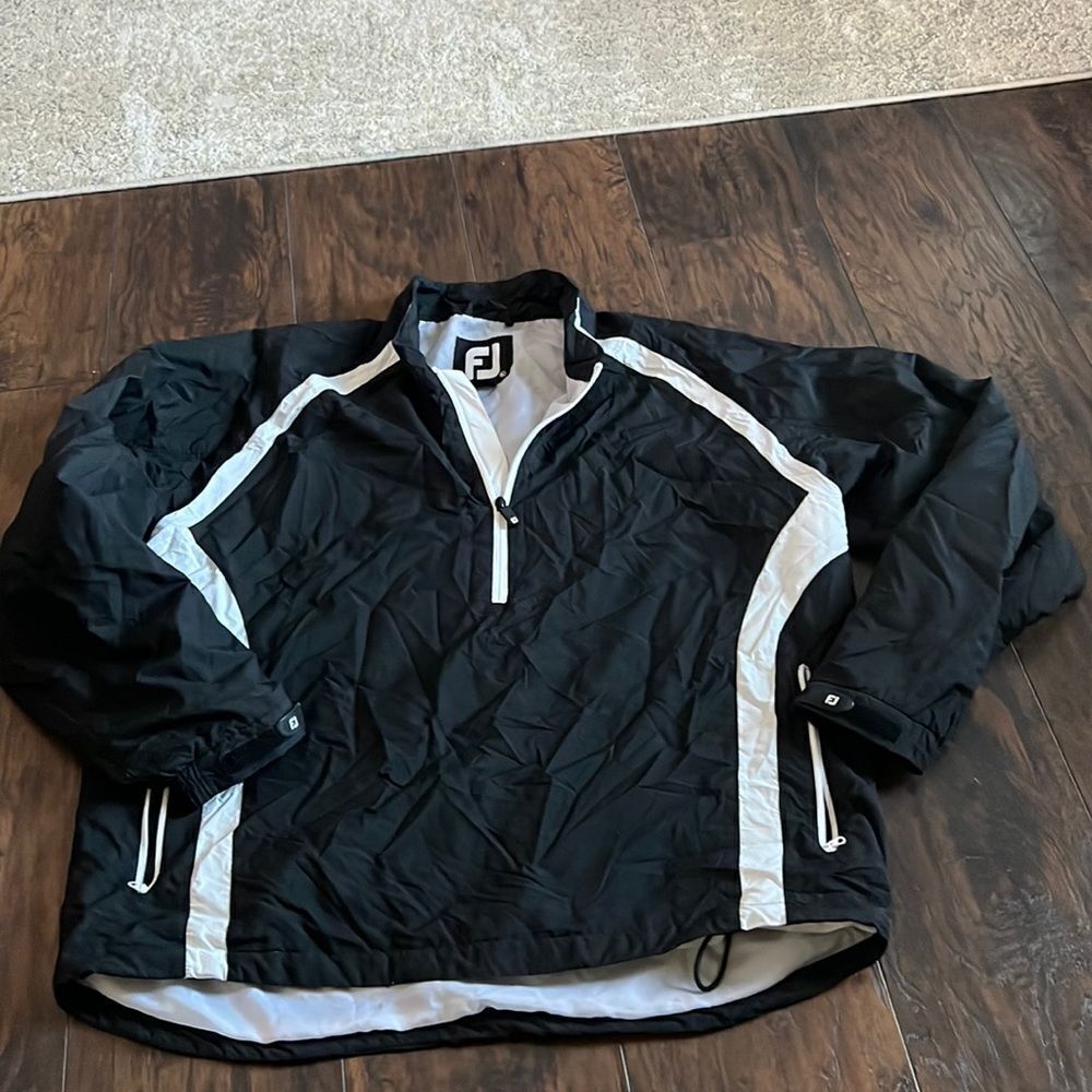 Footjoy‎ Lined 1/2 Zip Pullover Windbreaker Jacket size XL black in EUC